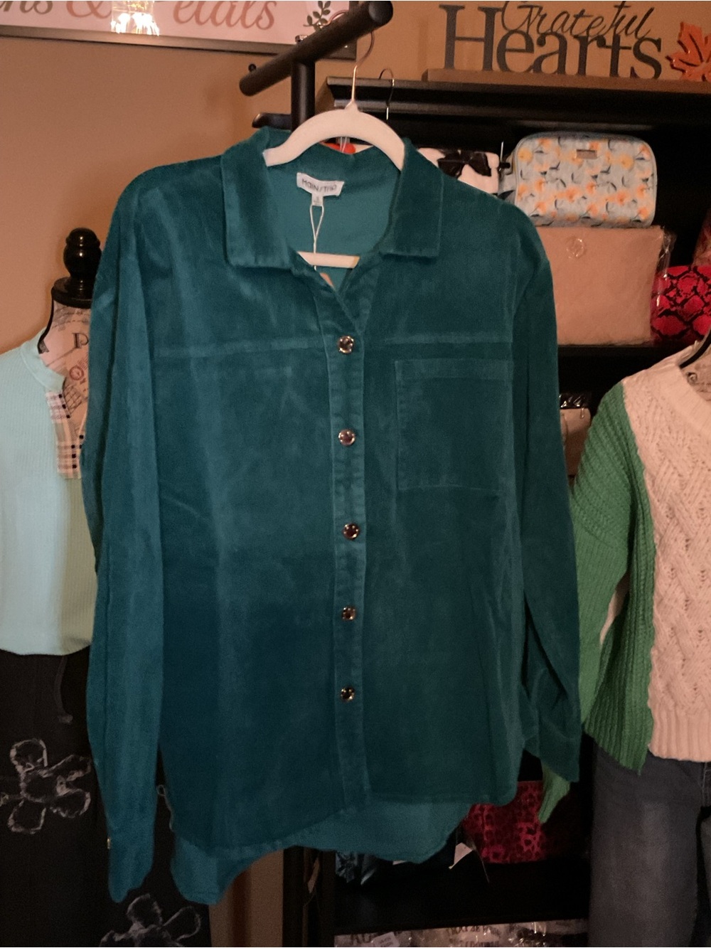 Mainstays Teal Button-Front Women’s Shirt